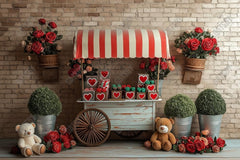 Gatsby Valentine Vintage Floral Cart With Teddy Bears Photography Backdrop Gbsx-01390