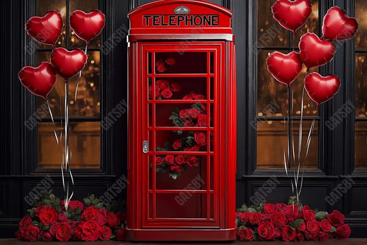 Gatsby Valentine Vintage Telephone Booth Photography Backdrop Gbsx-01344