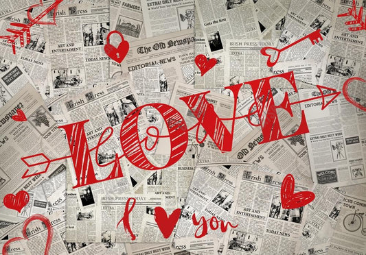 Vintage Newspaper Heart Photography Backdrop GBSX-99953
