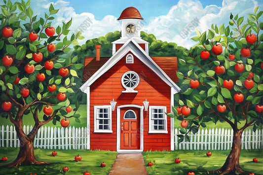 Gatsby Vintage Red School House Photography Backdrop Gbsx-00390