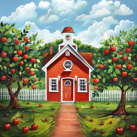 Gatsby Vintage Red School House Photography Backdrop Gbsx-00390