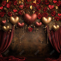 Gatsby Vintage Valentine Red And Gold Hearts Photography Backdrop Gbsx-01371