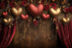 Gatsby Vintage Valentine Red And Gold Hearts Photography Backdrop Gbsx-01371