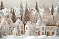 Gatsby White Snowy Winter Village Photography Backdrop Gbsx-01129