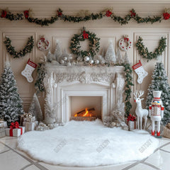 Gatsby White Winter Nutcracker Fireplace Photography Backdrop Gbsx-01145