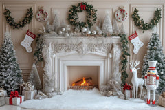 Gatsby White Winter Nutcracker Fireplace Photography Backdrop Gbsx-01145