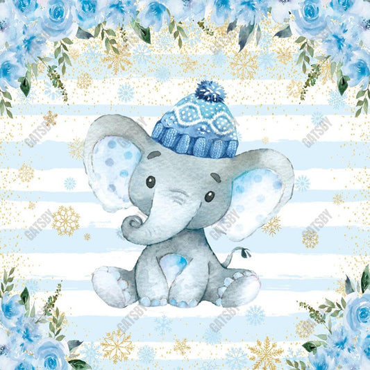 Gatsby Winter Elephant Baby Shower Photography Backdrop Gbsx-00499