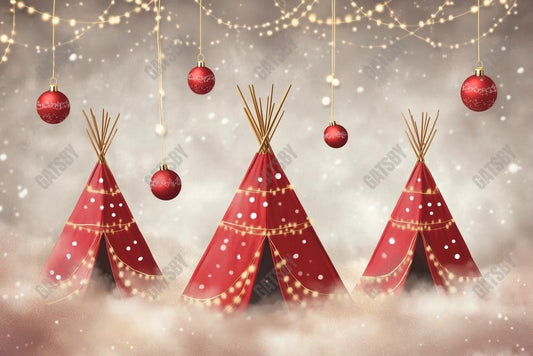 Gatsby Winter Holiday Red Tent Photography Backdrop Gbsx-01202