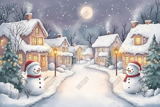 Gatsby Winter Jolly Village Evening Photography Backdrop Gbsx-01200