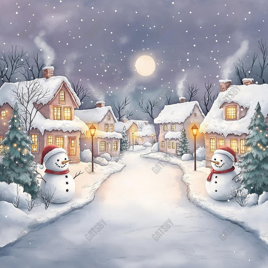 Gatsby Winter Jolly Village Evening Photography Backdrop Gbsx-01200