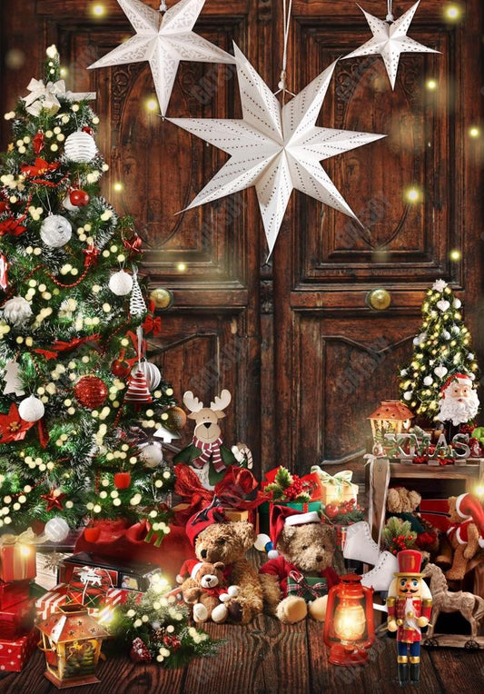 Wooden Christmas Door Photography Backdrop GBSX-99998