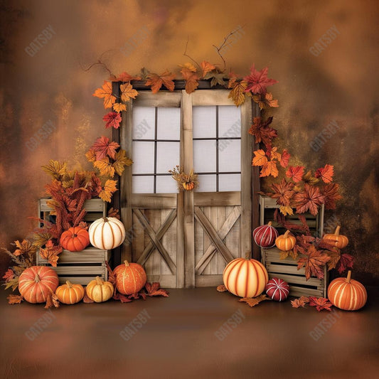 Gatsby Wooden Pumpkin Door Photography Backdrop Gbsx-00506