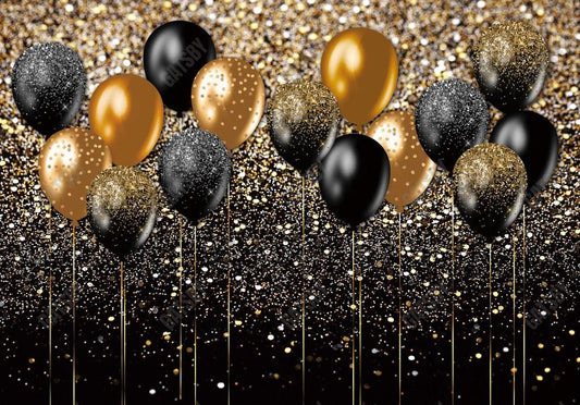 Black and Gold Balloons Backdrop