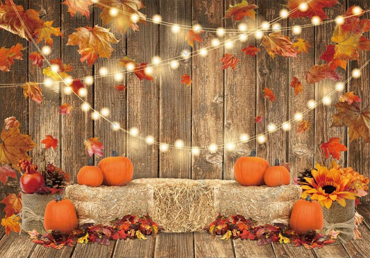 Fall Pumpkin Wood Photography Backdrop