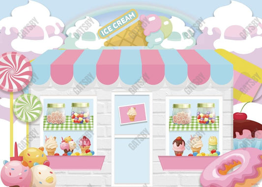 Ice Cream Parlor Shop Backdrop