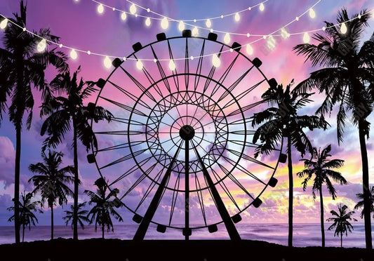 Summer Seaside Ferris Wheel Photography Backdrop