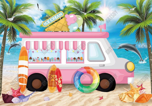 Ice Cream Car Party Backdrop