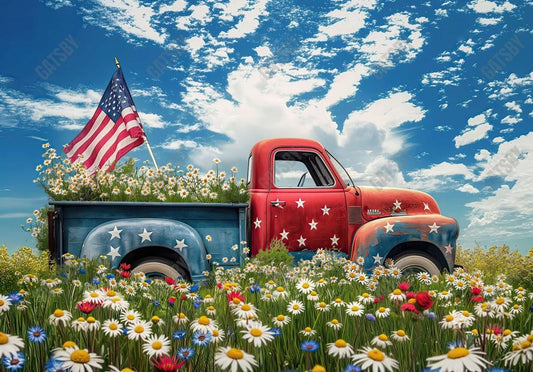 4Th Of July Truck Photography Backdrop Ym8C-B0450