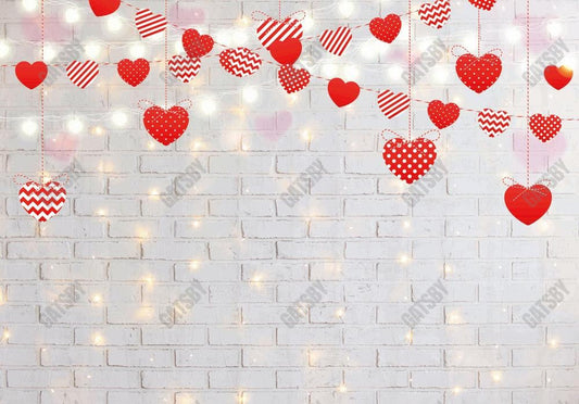 Love Sweet Heart Valentine's White Brick Wall Backdrop