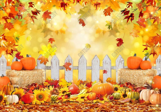 Fall Backdrop Bokeh Autumn Pumpkin Maple Leaf Background
