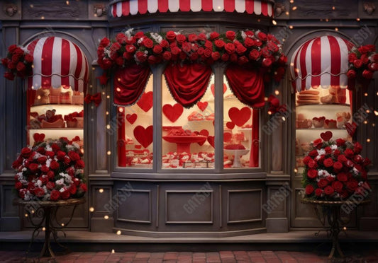 Valentine's Day Heart Rose Shop Backdrop