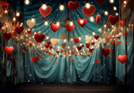Valentine's Day Heart Lights Backdrop