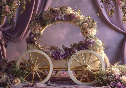 Purple Flower Carriage Backdrop