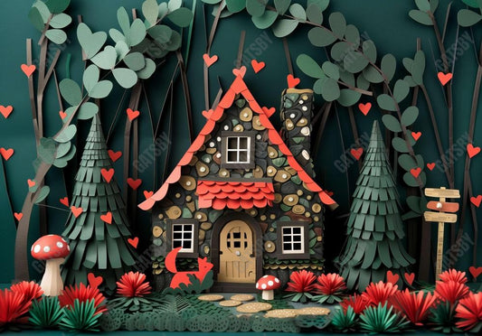 Papercut Forest Fairy House Backdrop