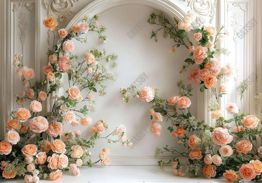 Flower White Arch Wall Backdrop
