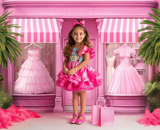 Pink Fashion Doll Boutique Backdrop