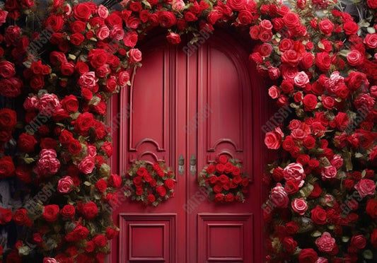 Valentine's Day Red Door Backdrop