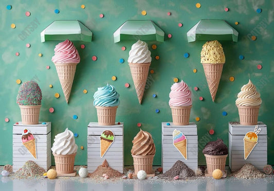 Summer Ice Cream Wall Backdrop