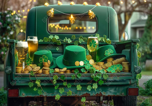 St. Patrick's Day Green Truck Backdrop