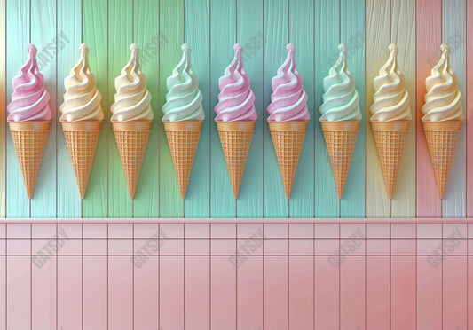 Pastel Colored Ice Cream Wall Backdrop