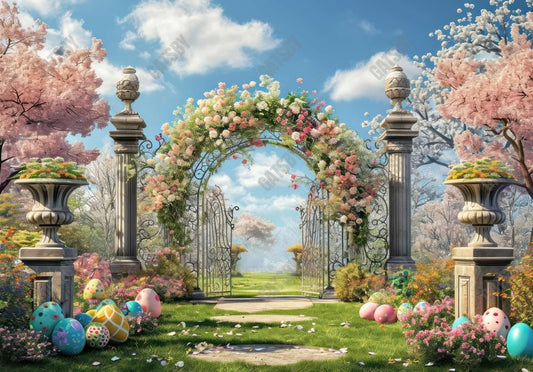 Easter Garden Eggs Arch Backdrop