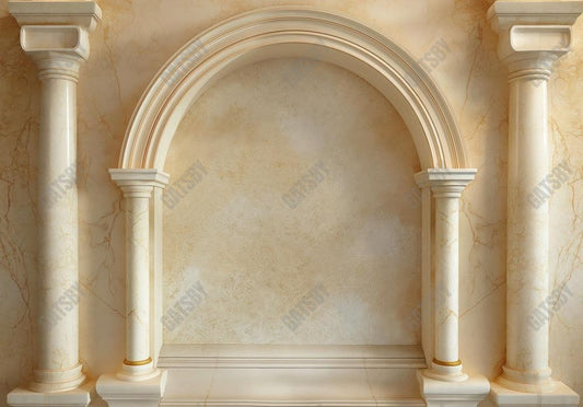 Classic Beige Arch Building Wall Backdrop