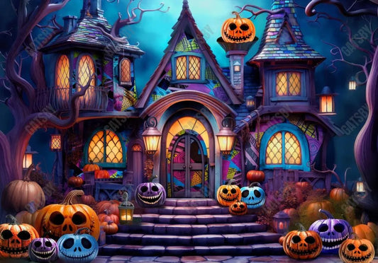 Halloween Nightmare House Backdrop