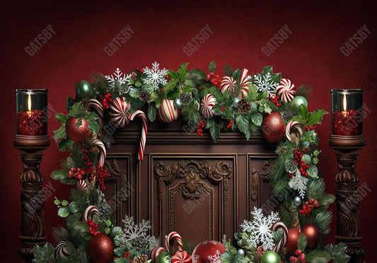 Red Christmas Headboard Bed Backdrop