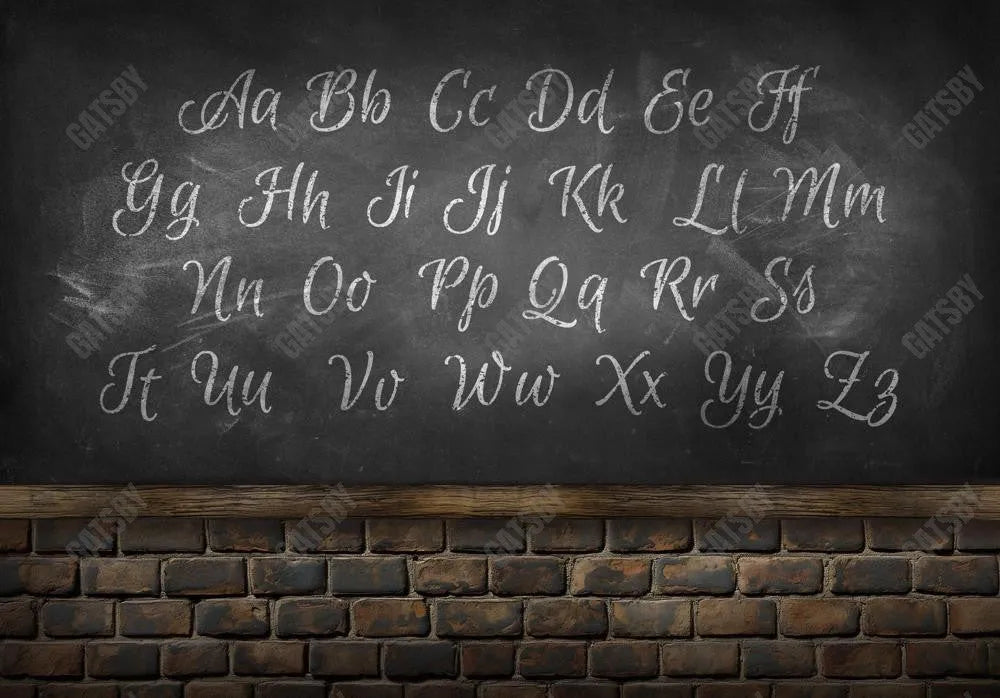 Alphabet Blackboard Brick Wall Backdrop - Gatsby Backdrop