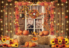 Autumn Pumpkins Window Photography Backdrop GBSX-99613 - Gatsby Backdrop