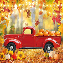 Autumn Red Fall Truck Photography Backdrop GBSX-99614 - Gatsby Backdrop