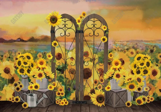 Autumn Sunflower Field Photography Backdrop GBSX-99615 - Gatsby Backdrop