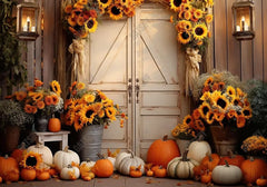 Autumn Sunflower Pumpkin Barn Door Backdrop - Gatsby Backdrop