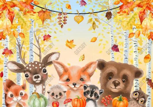 Autumn Woodland Animal Photography Backdrop GBSX-99617 - Gatsby Backdrop