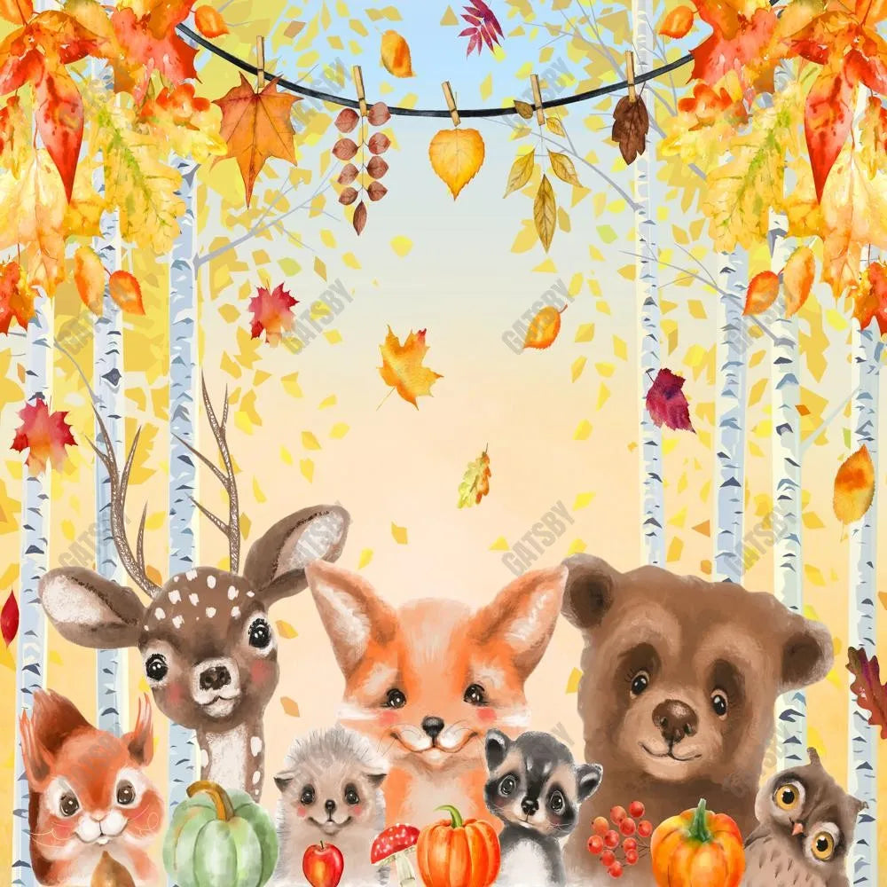 Autumn Woodland Animal Photography Backdrop GBSX-99617 - Gatsby Backdrop