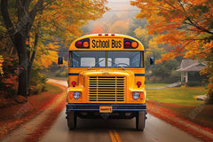 Back To School Autumn Bus Photography Backdrop GBSX-99619 - Gatsby Backdrop