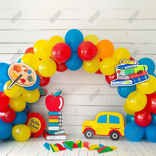 Back To School Balloons Arch Photography Backdrop GBSX-99620 - Gatsby Backdrop