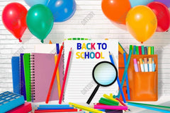 Back To School Balloons Crayons Book Photography Backdrop GBSX-99621 - Gatsby Backdrop