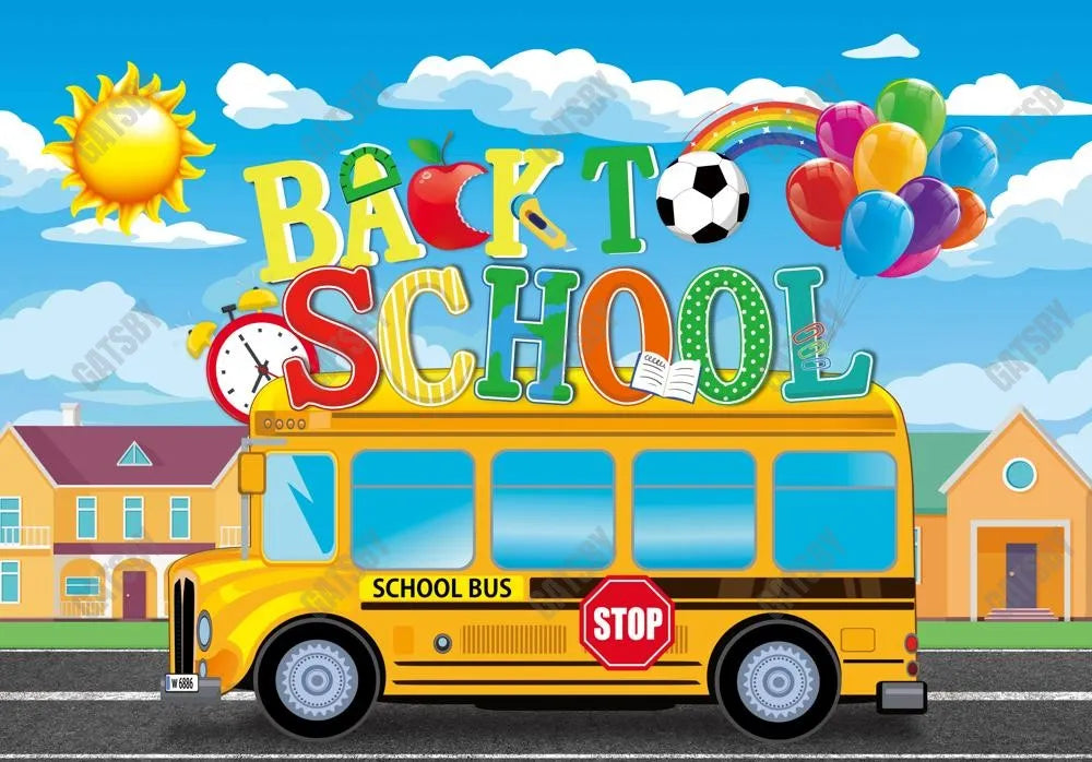 Back To School Bus Photography Backdrop GBSX-99623 - Gatsby Backdrop