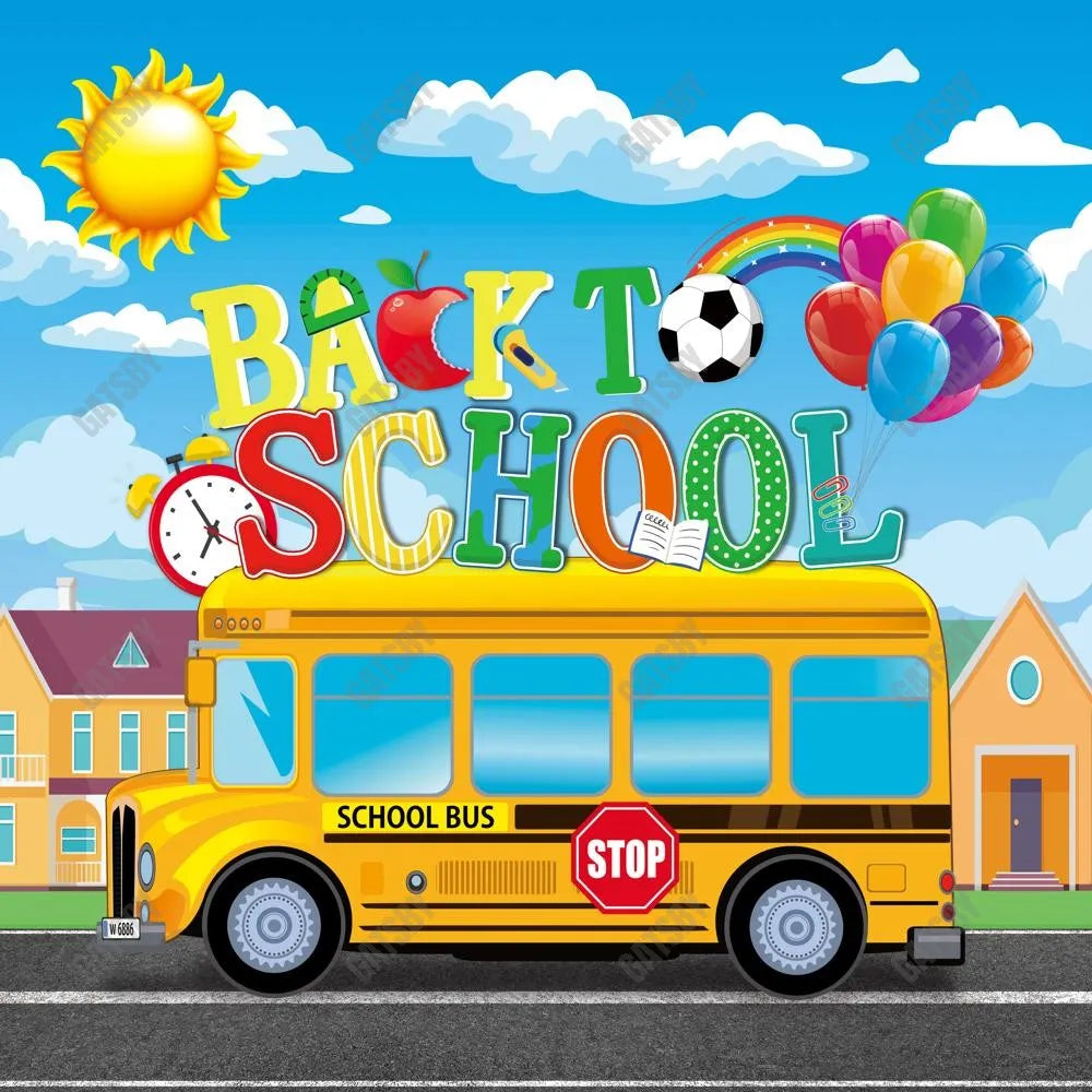 Back To School Bus Photography Backdrop GBSX-99623 - Gatsby Backdrop